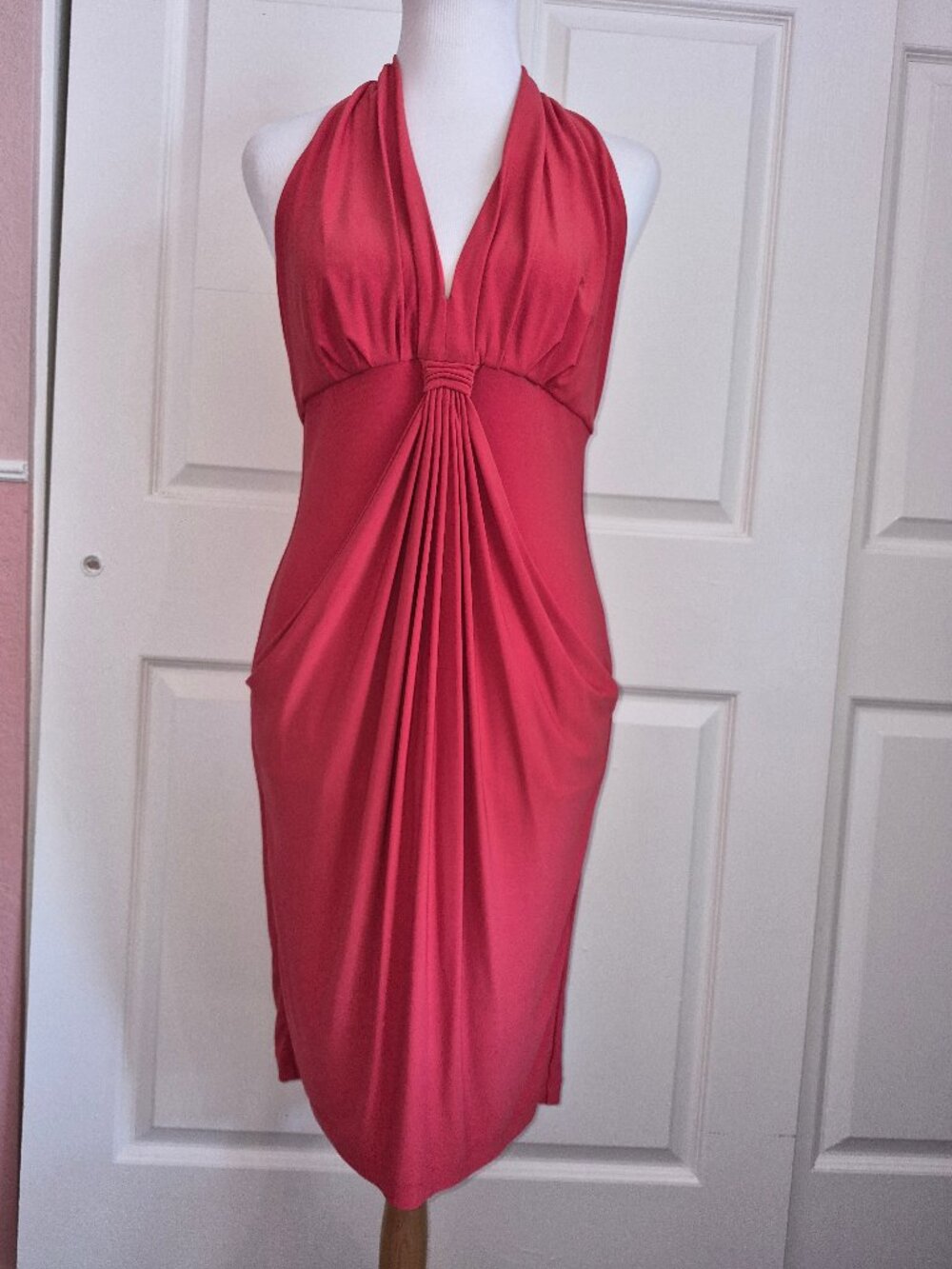 Nine West Red Halter Knee Length Dress Size 4